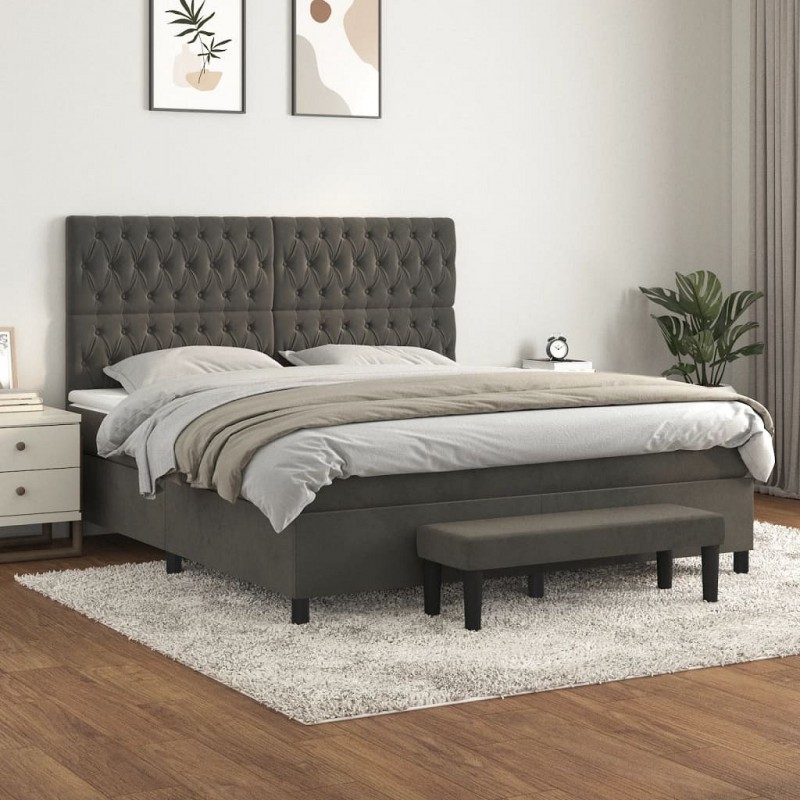 Acquista Giroletto a Molle con Materasso Grigio Scuro 180x200 cm Velluto con riferimento GHV-3138038 della ditta GARDENHOME