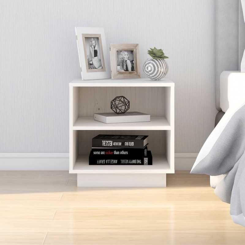 Acquista Comodino Bianco 40x34x40 cm in Legno Massello di Pino con riferimento GHV-813327 della ditta GARDENHOME