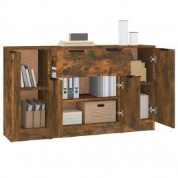 Acquista Credenze 3 pz Rovere Fumo in Legno Multistrato con riferimento GHV-3115833 della ditta GARDENHOME