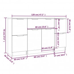 Acquista Credenze 3 pz Rovere Fumo in Legno Multistrato con riferimento GHV-3115833 della ditta GARDENHOME
