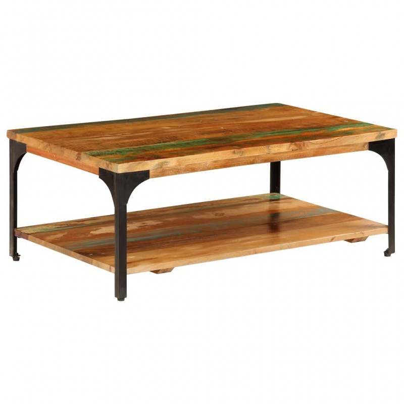 Acquista Tavolino da Caffè con Mensola 100x60x35 cm Massello di Recupero con riferimento GHV-247324 della ditta GARDENHOME