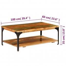 Acquista Tavolino da Caffè con Mensola 100x60x35 cm Massello di Recupero con riferimento GHV-247324 della ditta GARDENHOME