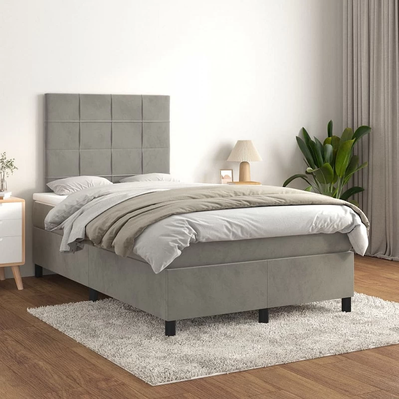 Acquista Giroletto a Molle con Materasso Grigio Chiaro 120x200cm Velluto con riferimento GHV-3143013 della ditta GARDENHOME