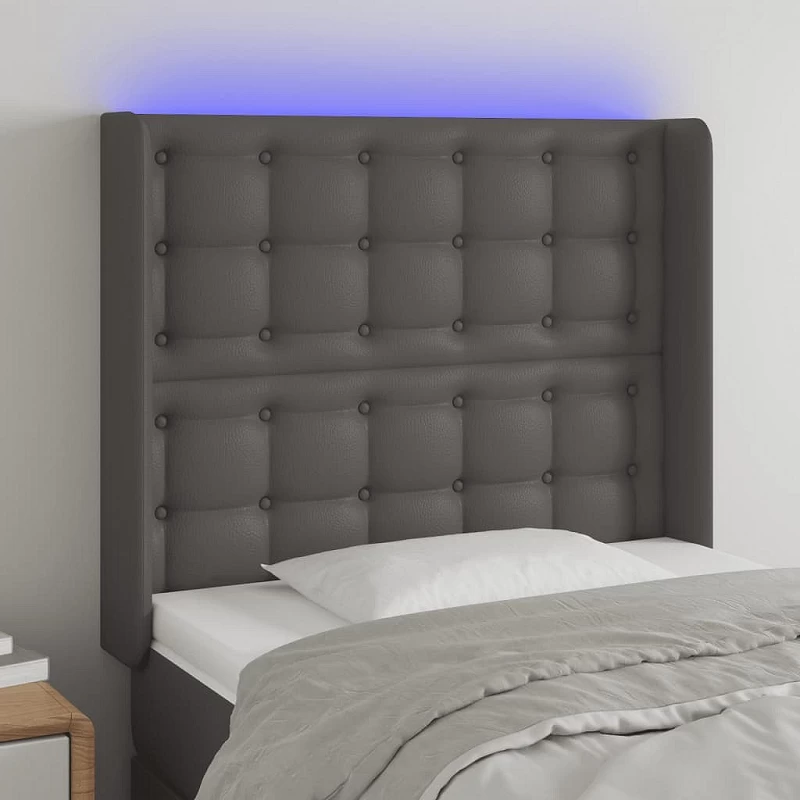 Acquista Testiera a LED Grigio 93x16x118/128 cm in Similpelle con riferimento GHV-3124130 della ditta GARDENHOME