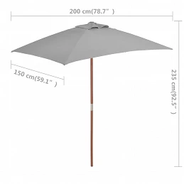 Acquista Ombrellone da Esterni con Palo in Legno 150x200 cm Antracite con riferimento GHV-44535 della ditta GARDENHOME