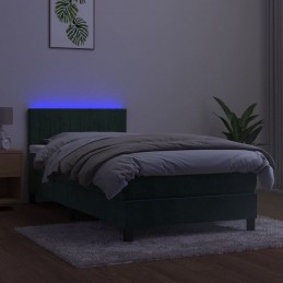 Acquista Letto a Molle con Materasso e LED Verde Scuro 90x200cm Velluto con riferimento GHV-3134504 della ditta GARDENHOME