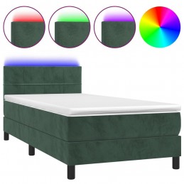 Acquista Letto a Molle con Materasso e LED Verde Scuro 90x200cm Velluto con riferimento GHV-3134384 della ditta GARDENHOME