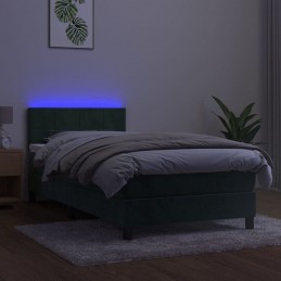 Acquista Letto a Molle con Materasso e LED Verde Scuro 90x200cm Velluto con riferimento GHV-3134384 della ditta GARDENHOME