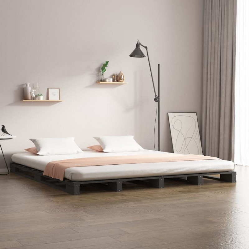 Acquista Letto a Pallet Grigio 150x200 cm Massello di Pino 5FT King Size con riferimento GHV-821399 della ditta GARDENHOME