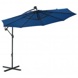 Acquista Ombrellone a Sbalzo con LED e Palo in Acciaio 300 cm Azzurro con riferimento GHV-47137 della ditta GARDENHOME