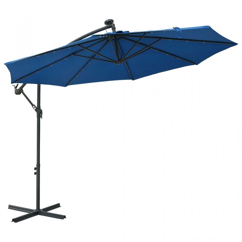 Acquista Ombrellone a Sbalzo con LED e Palo in Acciaio 300 cm Azzurro con riferimento GHV-47137 della ditta GARDENHOME