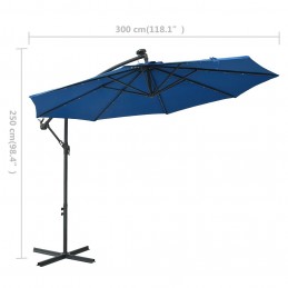 Acquista Ombrellone a Sbalzo con LED e Palo in Acciaio 300 cm Azzurro con riferimento GHV-47137 della ditta GARDENHOME