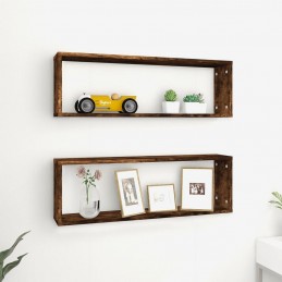 Acquista Mensole Parete Cubo 2 Rovere Fumo 80x15x26,5 Legno Multistrato con riferimento GHV-815915 della ditta GARDENHOME