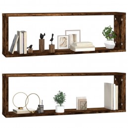 Acquista Mensole Parete Cubo 2 Rovere Fumo 80x15x26,5 Legno Multistrato con riferimento GHV-815915 della ditta GARDENHOME