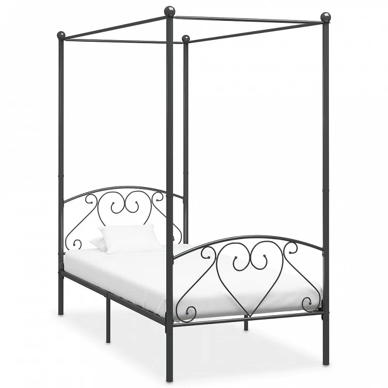 Acquista Letto a Baldacchino Grigio in Metallo 100x200 cm con riferimento GHV-284441 della ditta GARDENHOME