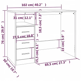 Acquista Scrivania Cassetti Rovere Fumo 102x50x76 cm Legno Multistrato con riferimento GHV-823037 della ditta GARDENHOME