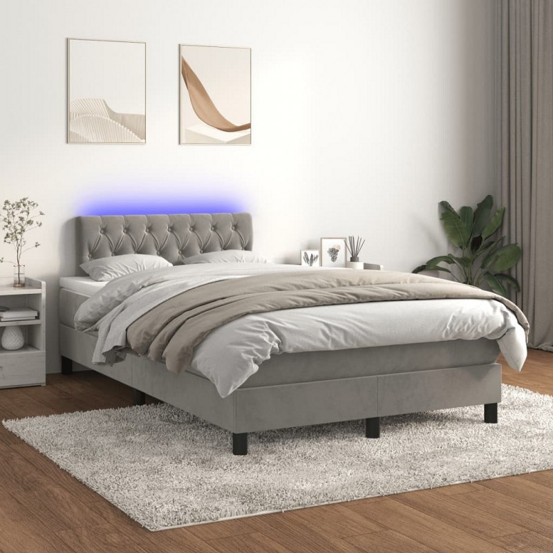 Acquista Letto a Molle Materasso e LED Grigio Chiaro 120x200 cm Velluto con riferimento GHV-3134573 della ditta GARDENHOME