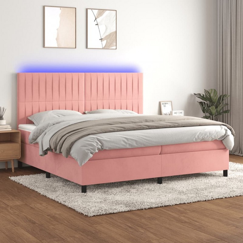 Acquista Letto a Molle con Materasso e LED Rosa 200x200 cm in Velluto con riferimento GHV-3136268 della ditta GARDENHOME