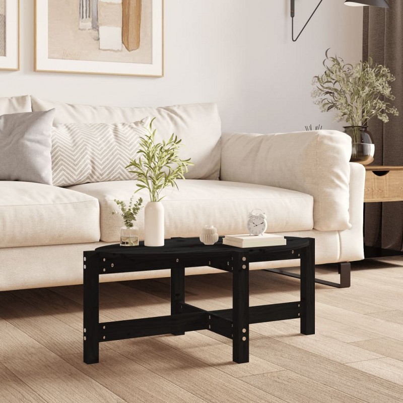 Acquista Tavolino da Salotto Nero 87x48x35 cm in Legno Massello di Pino con riferimento GHV-822326 della ditta 
