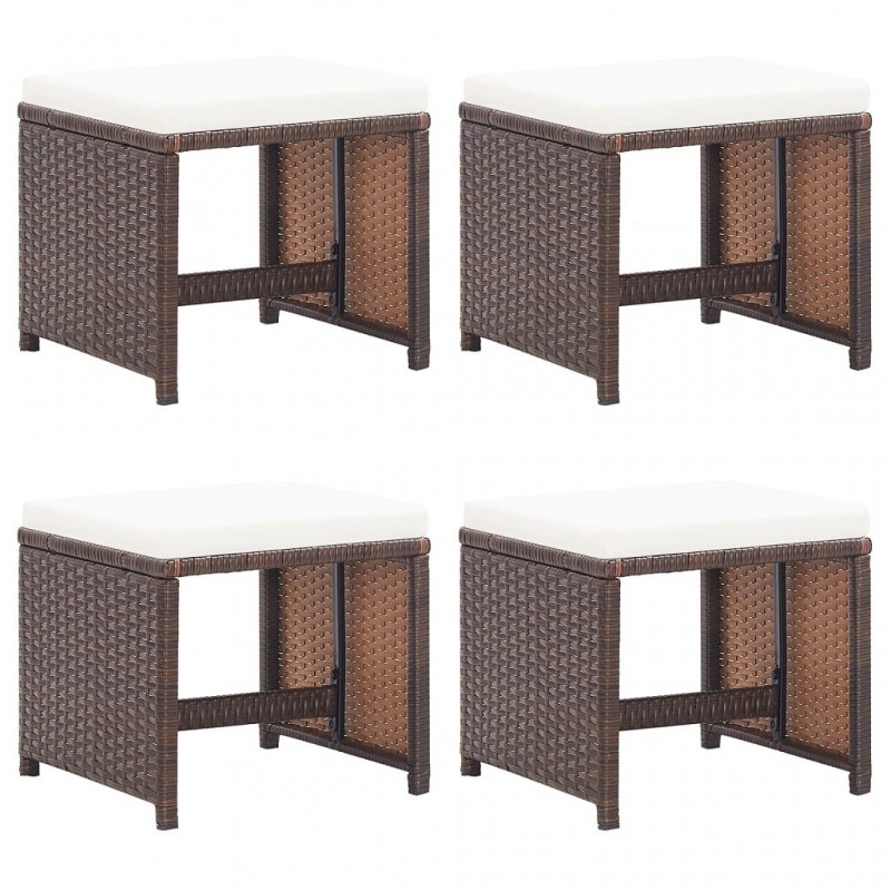 Acquista Sgabelli da Giardino 4 pz con Cuscini in Polyrattan Marrone con riferimento GHV-316778 della ditta 