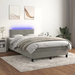 Acquista Letto a Molle Materasso e LED Grigio Chiaro 120x200 cm Velluto con riferimento GHV-3134333 della ditta 