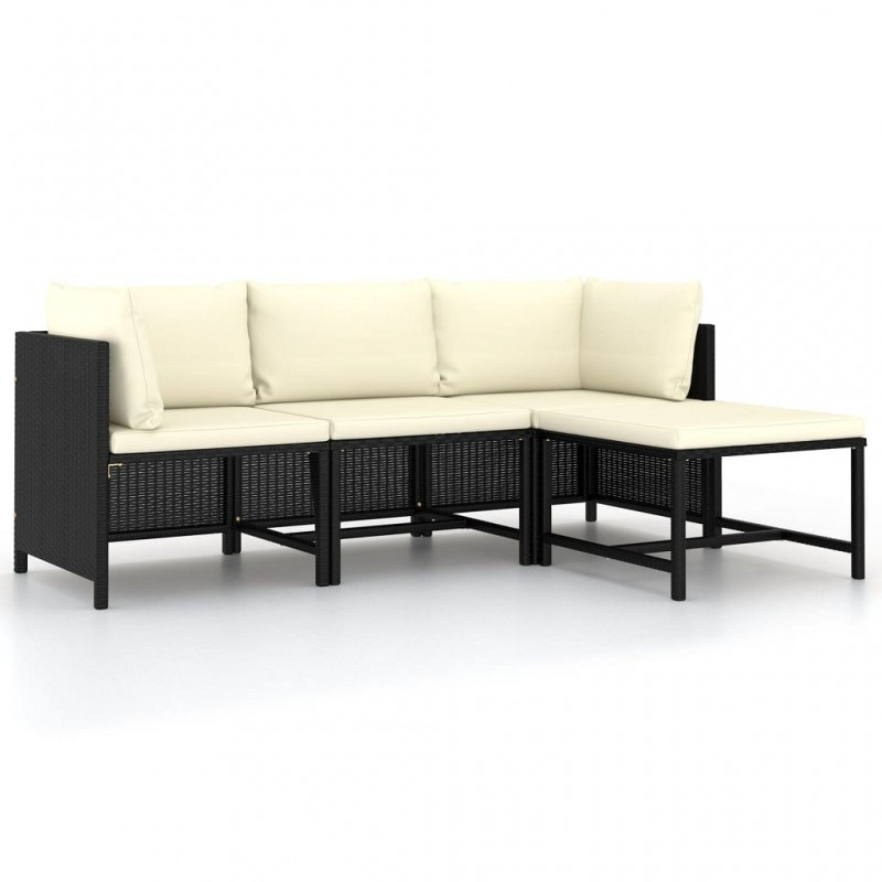 Acquista Set Divani da Giardino 4 pz con Cuscini in Polyrattan Nero con riferimento GHV-313516 della ditta 