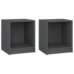 Acquista Comodini 2 pz Grigi 35,5x33,5x41,5 cm in Legno Massello di Pino con riferimento GHV-809924 della ditta 