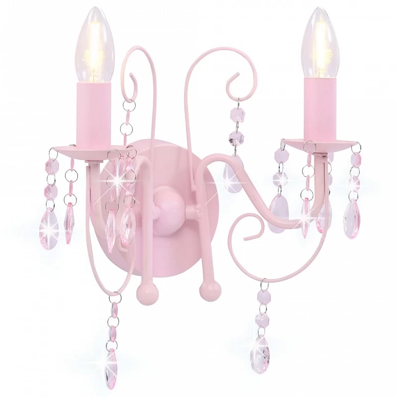 Acquista Lampada da Muro con Perle Rosa 2 Lampadine E14 con riferimento GHV-281592 della ditta 