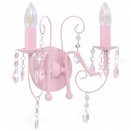 Acquista Lampada da Muro con Perle Rosa 2 Lampadine E14 con riferimento GHV-281592 della ditta 