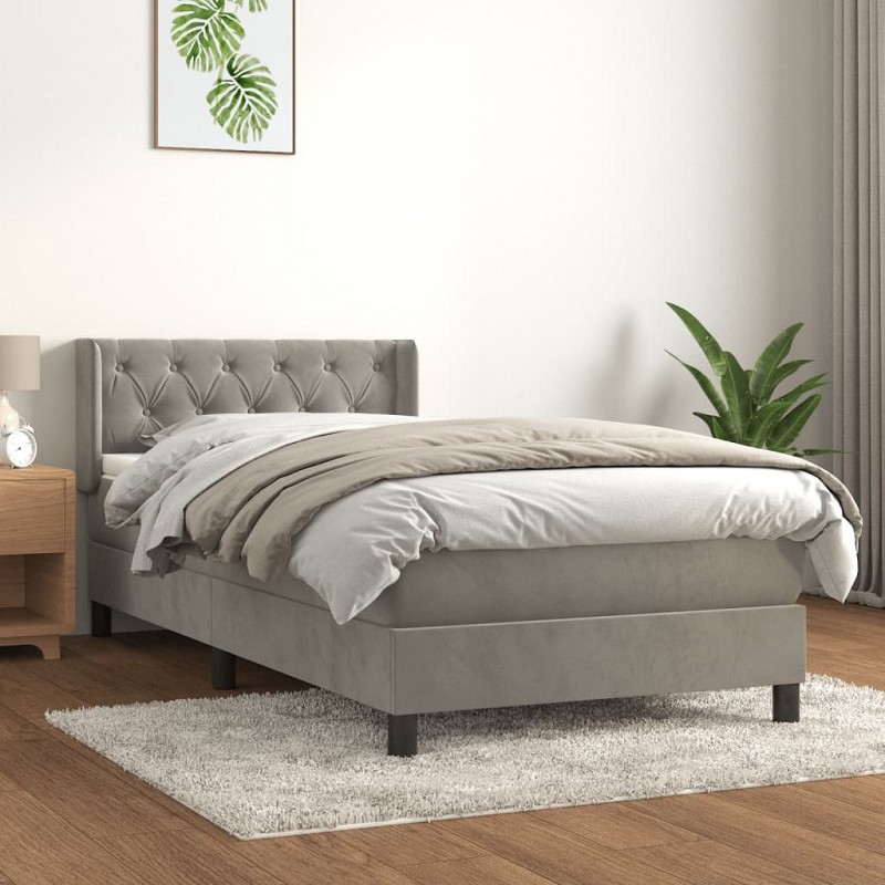 Acquista Giroletto a Molle con Materasso Grigio Chiaro 80x200 cm Velluto con riferimento GHV-3131105 della ditta 