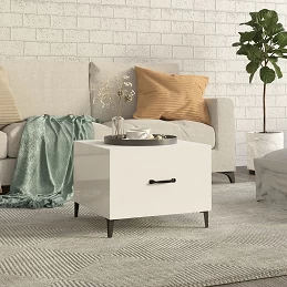 Acquista Tavolino Salotto con Gambe in Metallo Bianco Lucido 50x50x40cm con riferimento GHV-812738 della ditta 