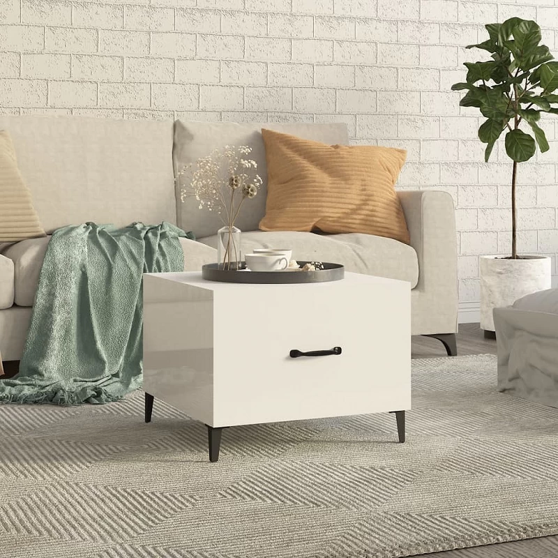 Acquista Tavolino Salotto con Gambe in Metallo Bianco Lucido 50x50x40cm con riferimento GHV-812738 della ditta 
