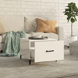 Acquista Tavolino Salotto con Gambe in Metallo Bianco Lucido 50x50x40cm con riferimento GHV-812738 della ditta 