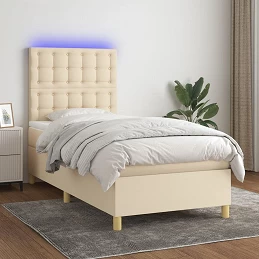 Acquista Letto a Molle con Materasso e LED Crema 90x190 cm in Tessuto con riferimento GHV-3135722 della ditta 
