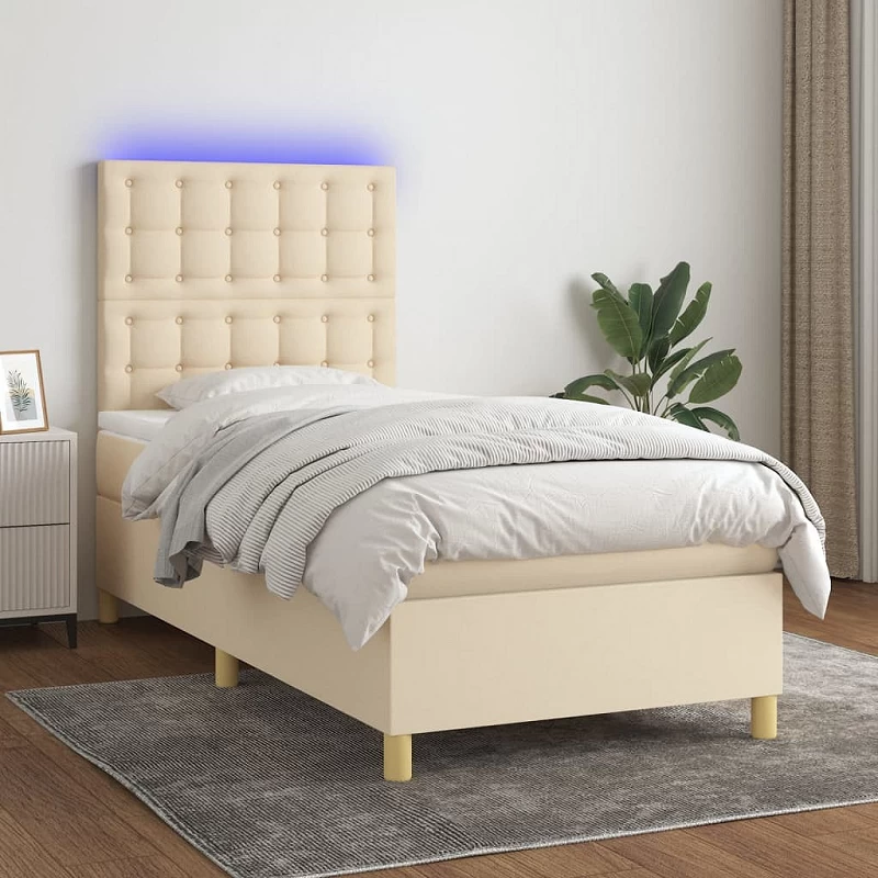 Acquista Letto a Molle con Materasso e LED Crema 90x190 cm in Tessuto con riferimento GHV-3135722 della ditta 