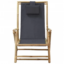 Acquista Sedia Reclinabile Relax Grigio Scuro in Bambù e Tessuto con riferimento GHV-313024 della ditta 