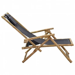 Acquista Sedia Reclinabile Relax Grigio Scuro in Bambù e Tessuto con riferimento GHV-313024 della ditta 