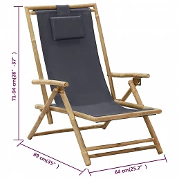 Acquista Sedia Reclinabile Relax Grigio Scuro in Bambù e Tessuto con riferimento GHV-313024 della ditta 