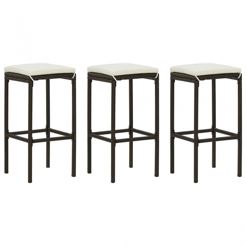 Acquista Sgabelli da Bar con Cuscini 3 pz Marroni in Polyrattan con riferimento GHV-313442 della ditta 