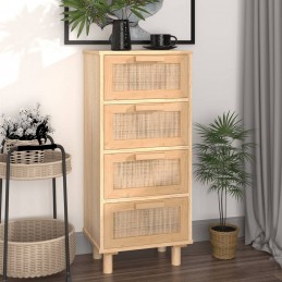 Acquista Credenza Marrone 40x30x90cm Legno Massello Pino Rattan Naturale con riferimento GHV-345644 della ditta 
