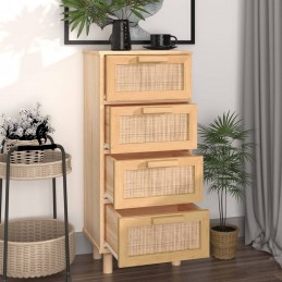 Acquista Credenza Marrone 40x30x90cm Legno Massello Pino Rattan Naturale con riferimento GHV-345644 della ditta 