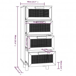 Acquista Credenza Marrone 40x30x90cm Legno Massello Pino Rattan Naturale con riferimento GHV-345644 della ditta 