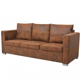 Acquista Divano a 3 Posti 191x73x82 cm in Pelle Scamosciata Artificiale con riferimento GHV-244703 della ditta 