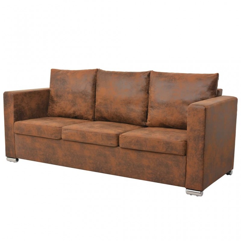 Acquista Divano a 3 Posti 191x73x82 cm in Pelle Scamosciata Artificiale con riferimento GHV-244703 della ditta 