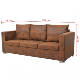 Acquista Divano a 3 Posti 191x73x82 cm in Pelle Scamosciata Artificiale con riferimento GHV-244703 della ditta 