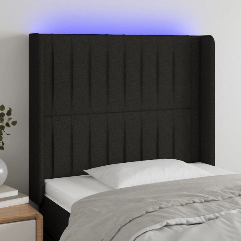 Acquista Testiera a LED Nera 103x16x118/128 cm in Tessuto con riferimento GHV-3124278 della ditta 