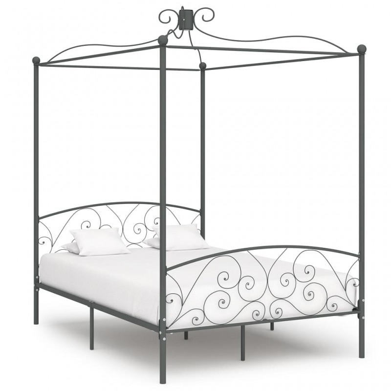 Acquista Letto a Baldacchino Grigio in Metallo 140x200 cm con riferimento GHV-284483 della ditta 