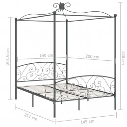 Acquista Letto a Baldacchino Grigio in Metallo 140x200 cm con riferimento GHV-284483 della ditta 