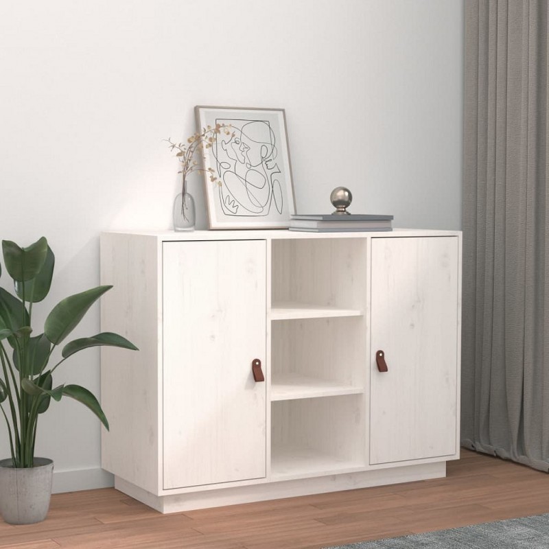 Acquista Credenza Bianca 100x40x75 cm in Legno Massello di Pino con riferimento GHV-820133 della ditta 