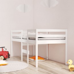 Acquista Letto a Soppalco Bianco 80x200 cm in Legno Massello di Pino con riferimento GHV-821610 della ditta 
